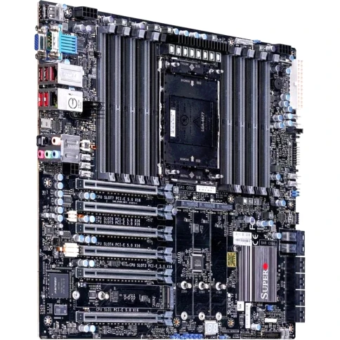 Системная плата/ MB Supermicro X13SWA-TF-B, E-ATX,  1x LGA-4677 (W-3400, W-2400, W-3500, W-2500 series), Intel® W790, 16x ECC DDR5 RDIMM/LRDIMM, 8x SATA 3, 2x U.2 PCIe 3.0, 6x PCIe 5.0 x16 slots, 4x M.2 PCIe 5.0 x4 slots (M-key 2280/22110), 1x 10GbE RJ45, фото 3