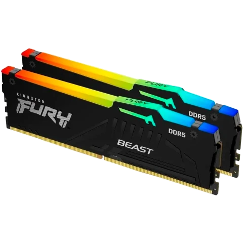 Память оперативная/ Kingston 32GB 5600MT/s DDR5 CL40 DIMM (Kit of 2) FURY Beast RGB XMP фото 1