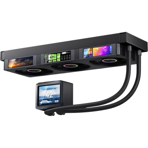 Система жидкостного охлаждения/ Water Cooling System JONSBO TF3-360SCB Black (320W, 360mm, LED, Black, ARGB/ Fans: 3x120mm, 62.4CFM, 37.3dBA, 2400RPM/ Pump height 63mm, 30dBA, 2500RPM, Rad thickness 27mm/ S: 1851, 1700, 1200, 115X, 2011, 1366, AM5, AM4) фото 2