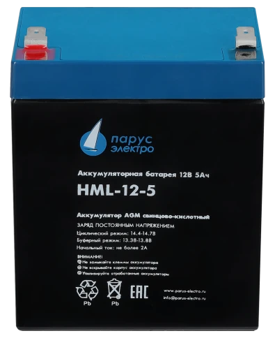 Battery Parus Electro, HML-12-5, 12V, 5.2Ah фото 3