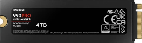Твердотельный накопитель/ Samsung SSD 990 PRO, 4000GB, M.2(22x80mm), NVMe 2.0, PCIe 4.0 x4, V-NAND TLC, R/W 7450/6900MB/s, IOPs 1 400 000/1 550 000, DRAM buffer 4096MB, TBW 2400, DWPD 0.33, with Heatsink (12 мес.) фото 6