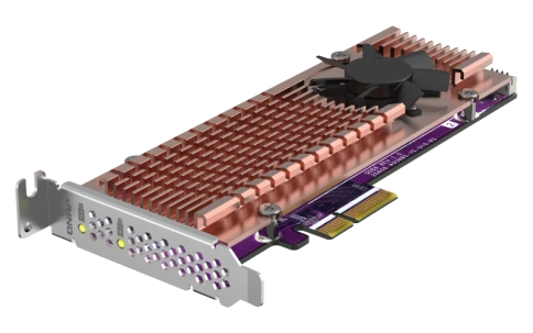 Плата расширения/ QNAP QM2-2P-244A 2 x M.2 22110 or 2280 PCIe (Gen2 x 4) NVMe SSD slots  expansion card, Low-profile bracket pre-loaded, Low-profile flat and Full-height are bundled (shorter version to support TVS-x82/TS-x77 PCIe slot 2 & slot 3) фото 4