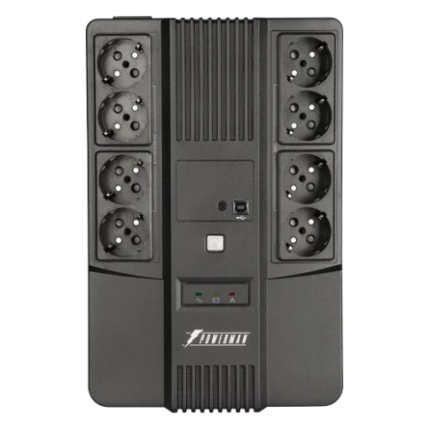 ИБП POWERMAN Brick 650 PLUS, линейно-интерактивный, 650ВА, 360Вт, 4 евророзетки с резервным питанием, 4 евророзетки с фильтрацией, USB, защита RJ45/RJ11, батарея 12В 7Ач 1 шт., 293мм х 202мм х 93мм, 4.5 кг./ UPS POWERMAN Brick 650 PLUS, line-interactive, фото 1