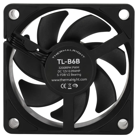 Кулер для корпуса/ Case Cooler Thermalright TL-B6B (60x60x25mm, 4-pin PWM, 16.17CFM, 20.17dBA, 3200RPM, Black) фото 6