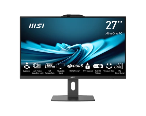 Моноблок/ MSI PRO AP272P 14M-630XRU   27"(1920x1080 IPS)/Intel Core i3 14100(3.5Ghz)/8192Mb/512PCISSDGb/noDVD/Int:Intel UHD Graphics 730/Cam/BT/WiFi/-/war 1y/7.5kg/Black/DOS + Wireless KB+M фото 1