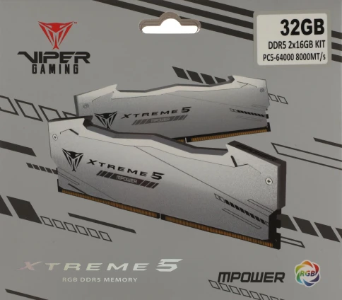 Память DDR5 2x16GB 8000MHz Patriot PVXR532G80C38KM Viper Xtreme 5 RGB RTL Gaming PC5-64000 CL38 DIMM 288-pin 1.45В с радиатором Ret фото 11