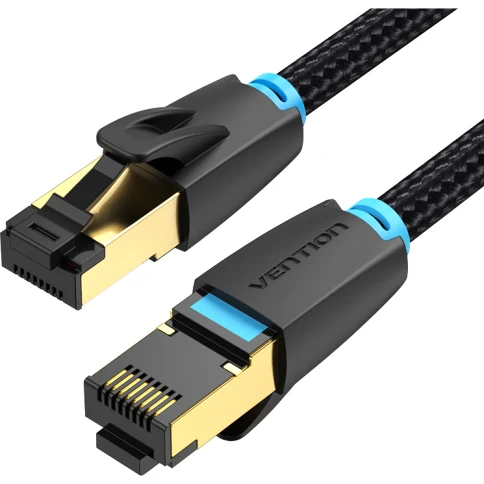 Патч-корд Vention прямой SFTP cat.8 RJ45 - 2м. Черный Тканевая оплетка фото 1