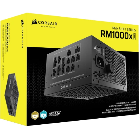 Блоки питания/ Power Supply Corsair RM1000x SHIFT, Model RPS0222, 1000W 80+ Gold (ATX, 3.1, PCIe 5.1, Full modular, 1x24(20+4)pin, 1x12V-2x6, 2x4+4-pin CPU +12V (EPS), 8x4-pin Molex, 4x6+2-pin PCIe, 16xSATA3, Active, 140x140mm, 150x140x86mm, APFC, Power c фото 8