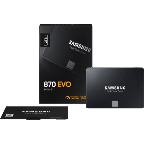 Твердотельный накопитель/ Samsung SSD 870 EVO, 2000GB, 2.5" 7mm, SATA3, 3-bit MLC, R/W 560/530MB/s, IOPs 98 000/88 000, DRAM buffer 2048MB, TBW 1200, DWPD 0.33 (12 мес.) фото 8