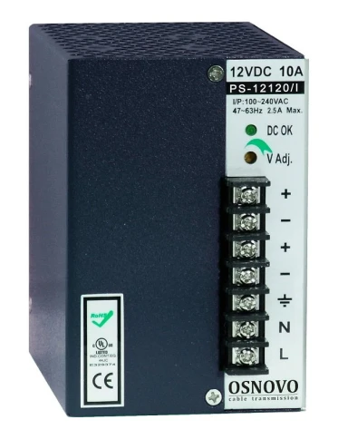 Блок питания/ OSNOVO Промышленный блок питания. DC12V, 10A (120W). Диапазон входных напряжений: AC195-265V фото 1