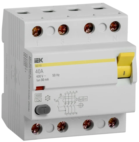 УЗО ВД1-63 4Р 40А 30мА тип А IEK фото 1