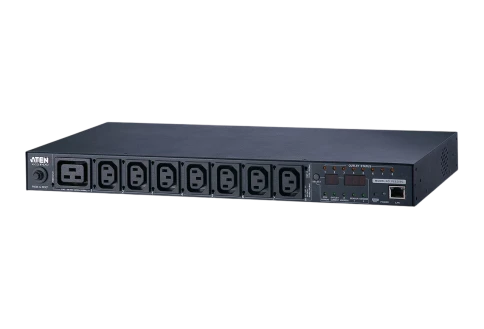 Устройство распределения питания, с управлением, 16A,  2.4kW,  8 портов, 1 банк, IP доступ, ввод C14, (8*C13 монитор. V / A / кВт / кВтч по портам/устройству вкл/выкл по портам;без шнуров)/ 16A Per outlet Metered, 8 Outlet SW PDU фото 1