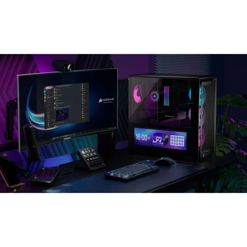 Корпус без блока питания/ Case Corsair Frame 4000D LCD RS ARGB, Midi-Tower, TG, 3x120mm ARGB, 2xUSB-A 3.2, 1xUSB 3.2 Type-C, E-ATX, ATX, mATX, mITX Black фото 7