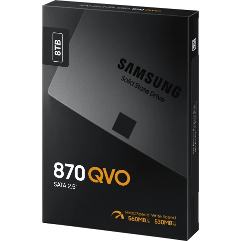 Твердотельные накопители/ Samsung SSD 870 QVO, 8000GB, 2.5" 7mm, SATA3, 4-bit MLC, R/W 560/530MB/s, IOPs 98 000/88 000, TBW 2880, DWPD 0.33 (12 мес.) фото 7