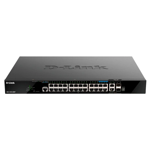 Коммутатор/ DGS-1520-28MP Managed L3 Stackable Switch 20x1000Base-T PoE, 4x2.5GBase-T PoE, 2x10GBase-T, 2x10GBase-X SFP+, PoE Budget 370W (740W with DPS-700), CLI, RJ45 Console, RPS фото 1