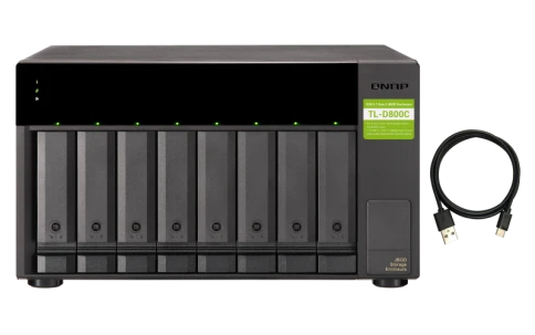 Полка расширения сетевого хранилища без дисков/ SMB QNAP TL-D800C USB 3.2 Gen 2 Type-C JBOD storage enclosure, 8-tray 3,5"/2,5" w/o HDD. desktop version. фото 4