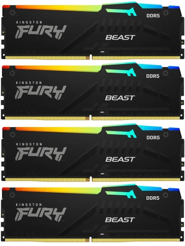 Память оперативная/ Kingston 128GB 5600MT/s DDR5 CL40 DIMM (Kit of 4) FURY Beast RGB XMP фото 1