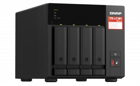 Сетевое хранилище без дисков/ SMB QNAP TS-473A-8G NAS, 4-tray w/o HDD, 2xM.2 SSD Slot. Quad-сore AMD Ryzen Embedded V1500B 2.2 GHz, 8GB DDR4 (1 x 8GB) up to 64GB (2 x 32GB), 2x 2.5 Gigabit LAN фото 4