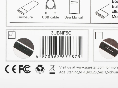 Внешний корпус SSD AgeStar 3UBNF5C SATA III USB 3.0 USB 3.0 Type-С алюминий черный M2 2280 B-key фото 10