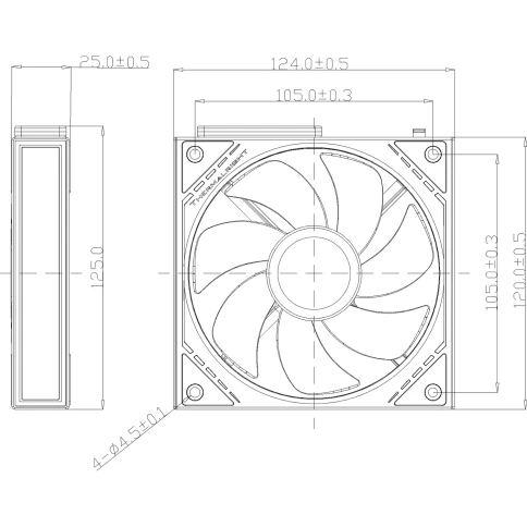 Кулер для корпуса/ Case Cooler Thermalright TL-M12QR Reverse (124x120x25mm, 4-pin PWM, ARGB, 47.6CFM, 23.2dBA, 1500RPM, Black) фото 7
