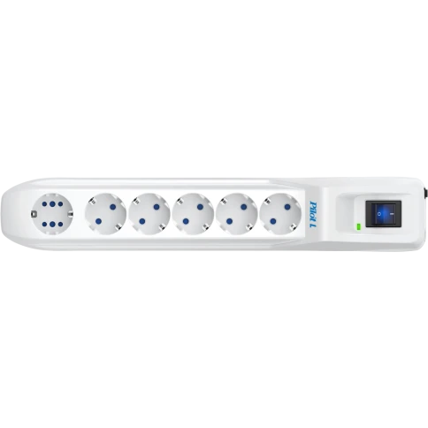 Сетевой фильтр Pilot L GP 6 розеток (5 евро + 1GP) 7 м/ Surge protector Pilot L GP 6 outlets (5 EUR + 1GP) 7 m white фото 2