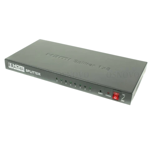 Разветвитель/ OSNOVO Разветвитель сигнала HDMI (1вх./8вых.). Максимальное разрешение 4K2K(30Гц). Поддержка 3D и HDCP. Скорость передачи данных до 10,2Гбит/с. фото 1