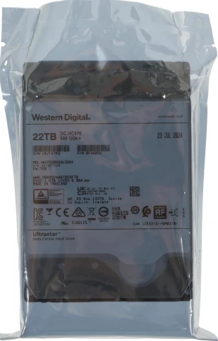 Жесткий диск WD SAS 3.0 22TB 0F48052 WUH722222AL5204 Server Ultrastar DC HC570 512E (7200rpm) 512Mb 3.5" [0F48052] фото 6
