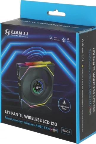 Вентилятор для корпуса Lian-Li Uni Fan TL Wireless LCD 120 LCD ARGB 120х124.5x28 черный 4-pin 27дБ (G99.12TLLCD1W1B.R0) Ret фото 3