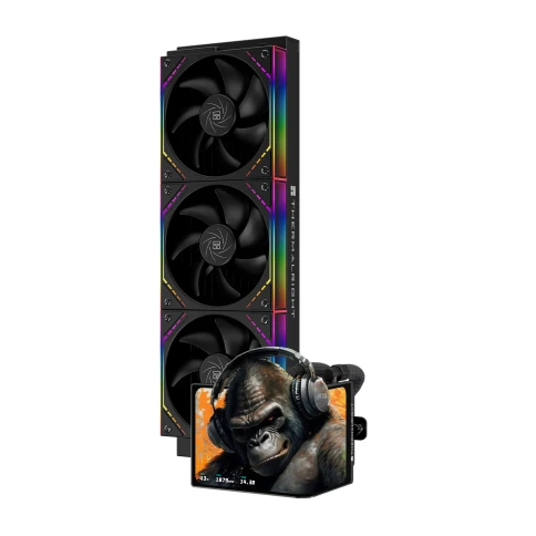 Система жидкостного охлаждения/ Water Cooling System Thermalright Levita Vision 360 (360mm, LED, Black, ARGB/ Fans: 3x120mm, 68.9CFM, 28.2dBA, 2000RPM/ Pump height 98mm, 3000RPM, Rad thickness 27mm/ S: 1700, 1200, 1851, 115X, 2011, 2066, AM5, AM4) фото 6