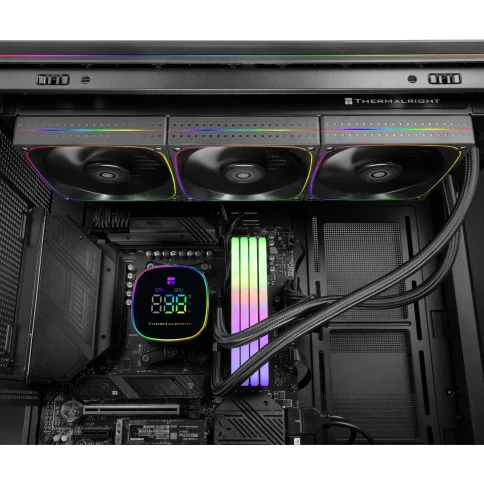 Система жидкостного охлаждения/ Water Cooling System Thermalright Frozen Horizon 360 Digital (360mm, LED temp., Black, ARGB/ Fans: 3x120mm, 68.9CFM, 28.2dBA, 2000RPM/ Pump height 53.2mm, Rad thickness 27mm/ S: 1700, 1200, 1851, 115X, AM5, AM4) фото 8