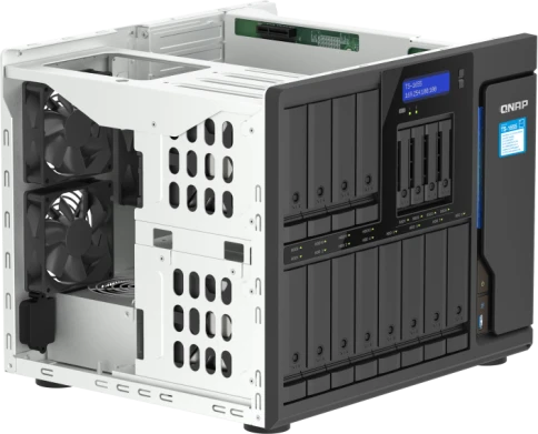 Сетевое хранилище без дисков/ SMB QNAP TS-1655-8G NAS 16-Bay (12x 3.5"/2.5" HDD/SSD bays + 4x 2.5" SSD bays + 2x M.2 2280 SATA slots), Intel Atom C5125 8-core processor, 2.8GHz, 8 GB DDR4 (1 x 8 GB) up to 128 GB (4 x 32 GB), 2x 2.5 GbE BASE фото 3