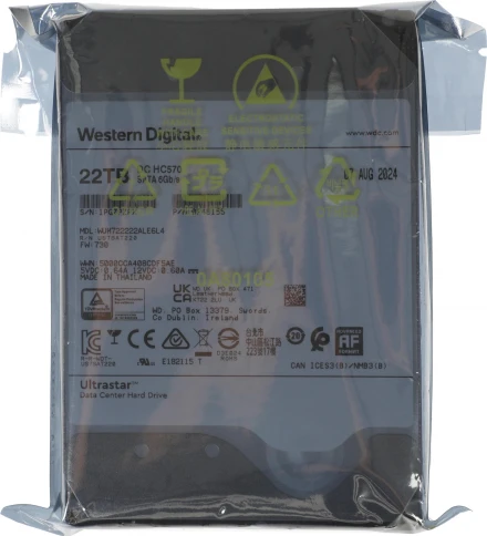 Жесткий диск WD SATA-III 22TB 0F48155 WUH722222ALE6L4 Server Ultrastar DC HC570 512E (7200rpm) 512Mb 3.5" [0F48155] фото 5