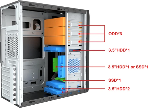 Корпус c блоком питания 450 Ватт/ Case Foxline FL-815, ATX, 3x5.25EXT, 1x3.5EXT, 3x3.5INT, 2xUSB2.0, HDA, w/o FAN, w/450W ATX PSU, w/1.2m EU pwr cord фото 5
