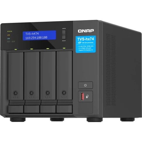Сетевое хранилище без дисков/ ENTERPRISE QNAP TVS-h474-PT-8G QTS hero NAS, 4 x 3.5 "/ 2.5", 2 x M.2 NVMe, Intel Pentium Gold G7400 2-core/4-thread 3.7 GHz Processor, 8 GB  DDR4 (1 x 8 GB) up to 64 GB ( 2 x 32 GB), 2x 2.5 GbE BASE-T, HDMI port фото 5
