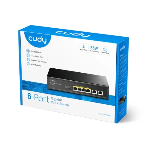 Коммутатор/ 6-Port 10/100/1000M PoE+ Switch, 4-Port 10/100/1000 BASE-T Gigabit PoE+ ports, 2-Port 10/100/1000 BASE-T Gigabit Uplink ports,  802.3at/af, VLAN mode support for port #1 ~ #4, Extend mode support for port #3 ~ #4, Fanless, ±4KV Surge Protectio фото 3
