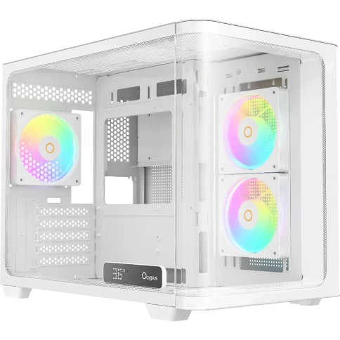 Корпус ПК без блока питания/ Case Ocypus Iota C50 Curve WH ARGB, Mini-Tower, TG, 3x120mm ARGB, 2xUSB-A 3.0 + 1xUSB-C, mATX, mITX White фото 1