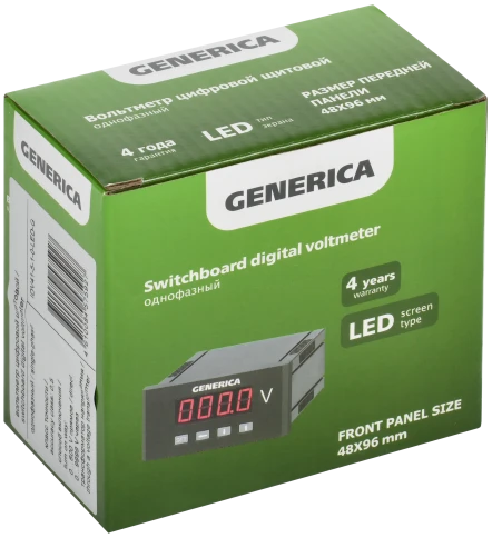 Амперметр цифр. щит. 1-ф. 48х96 LED GENERICA фото 2