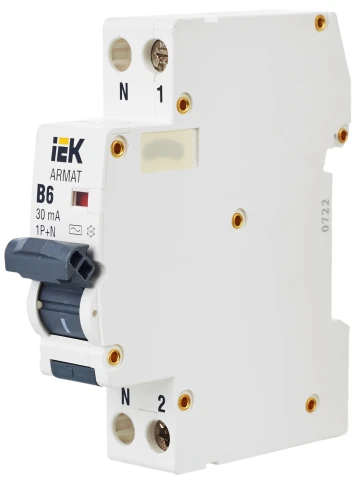 ARMAT АВДТ B06S 1P+NP B6 30мА тип AC (18мм) IEK фото 4