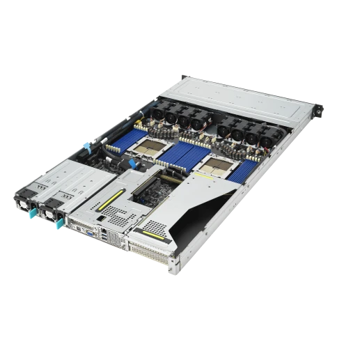 Серверная платформа/ ASUS RS700A-E12-RS12U, 1U, 2 x LGA6096 400W, 24 x DDR5 4800, 12x 2.5"  hsb NVMe, 1 x dual-slot GPU, 2 x M.2 2280, 3x PCIe Gen5 slots + 1 x internal RAID slot , 1 x Dual Port Intel X710-AT2 10G LAN, 1+1 2600W фото 4