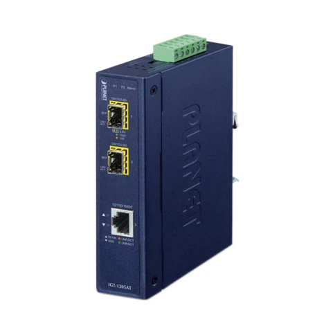 медиа конвертер/ PLANET IP30 Industrial 10/100/1000T to 2-Port 100/1000X SFP Gigabit Media Converter (-40 to 75 degree C) фото 1