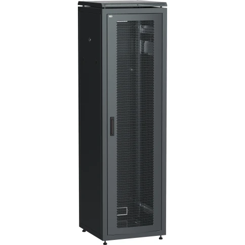 Шкаф сетевой 19" LINEA N 42U 600х600 мм перфорированная передняя дверь черный фото 1