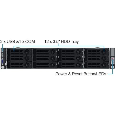 Серверный корпус/ 2U chassis; E-ATX, ATX, Micro-ATX, Mini-ITX MBs; 12 x 3.5" Swappable HDD Trays; RPS 1200W (1+1), Slide Rail: AC-R53 фото 2