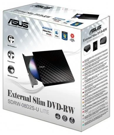 Оптический привод ASUS DVD-RW SDRW-08D2S-U LITE/WHT/G/AS белый USB внешний RTL [SDRW-08D2S-U LITE/WHT/G/AS] фото 3