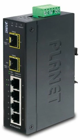 коммутатор/ PLANET IP30 Industrial 4-Port 10/100/1000T + 2-Port 100/1000X SFP Gigabit Switch (-40 to 75 degree C) фото 1