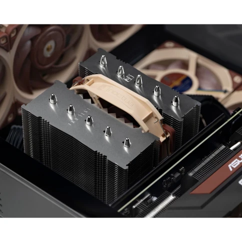 Кулер для процессора/ CPU Cooler Noctua NH-D12L (148W, 4-pin PWM, 145mm, Al/Cu, 5x6mm, 1x120mm, 60.1CFM, 22.6dBA, 2000RPM, S: 1851/1700/1200/115X, AM5/AM4, Beige/Brown) фото 6