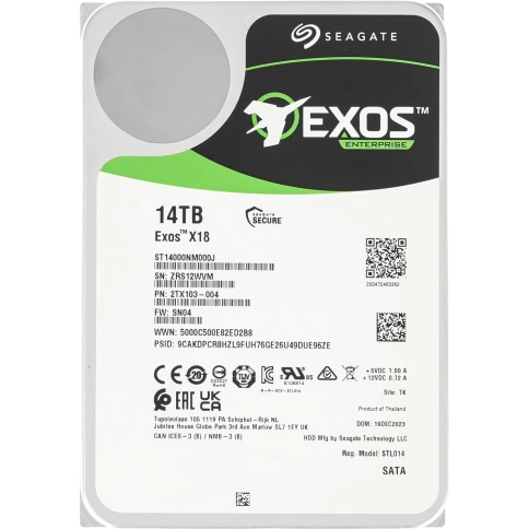 Жесткий диск Seagate SATA-III 14TB ST14000NM000J Exos X18 4KN (7200rpm) 256Mb 3.5" [ST14000NM000J] фото 1