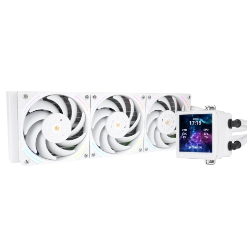 Система жидкостного охлаждения/ Water Cooling System Thermalright Frozen Vision 360 V2 (360mm, LED, White, ARGB/ Fans: 3x120mm, 69CFM, 27dBA, 2150RPM/ Pump height 60mm, 23dBA, 3000RPM, Rad thickness 27mm/ S: 1700, 1200, 1851, 115X, 2011, 2066, AM5, AM4) фото 1