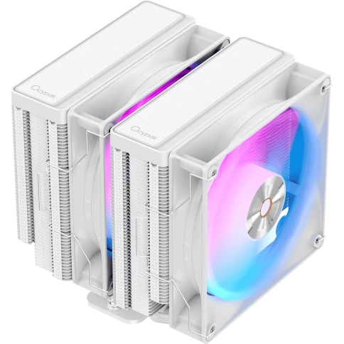 Кулер для процессора/ CPU Cooler Ocypus Delta A62 WH ARGB (260W, 4-pin PWM, 156mm, Al/Cu, 6x6mm, ARGB, 2x120mm, 73CFM, 29dBA, 2000RPM, S: 1851/1700/1200/115X, AM5/AM4, white) фото 1