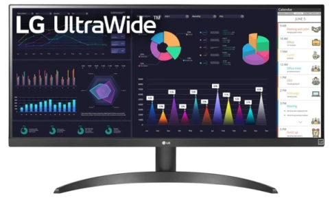 Монитор 34'' LG 34WQ500-B/ LG UltraWide 34WQ500-B 34" IPS monitor, 2560x1080, 400cd/m2, 21:9, 1000:1, 5мс (GtG), HDMI, DP, Headphone Out, 100Hz, 178/178, VESA (100x100 мм), sRGB 99%, внешний БП, AMD FreeSync, Tilt, black фото 1