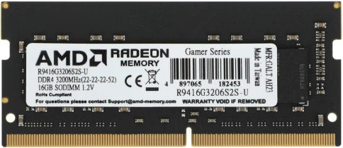 Оперативная память DDR4 16Gb 3200MHz AMD R9416G3206S2S-U R9 RTL PC4-25600 CL22 SO-DIMM 260-pin 1.2В Ret [R9416G3206S2S-U] фото 1
